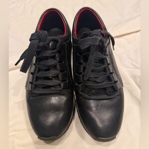 Alexander McQueen Black Sneakers with Red trim detail. Sz 37